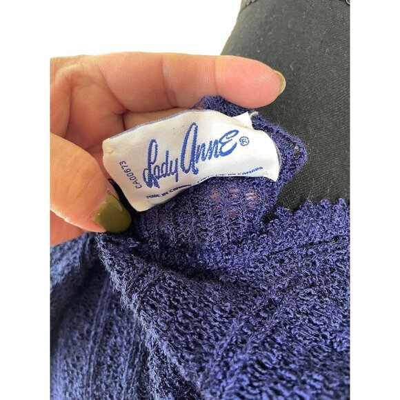 Vintage 60s cardigan, indigo blue/purple, long sleeves cardigan, elastic waist - Picture 8 of 8